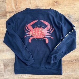 Salt Life “Live Salty” Crab Graphic Hoodie Navy Size XL